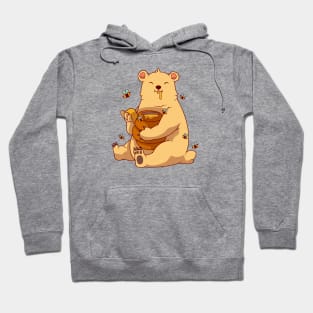 Cute Bear Eating Honey with Vintage Retro Style Hoodie